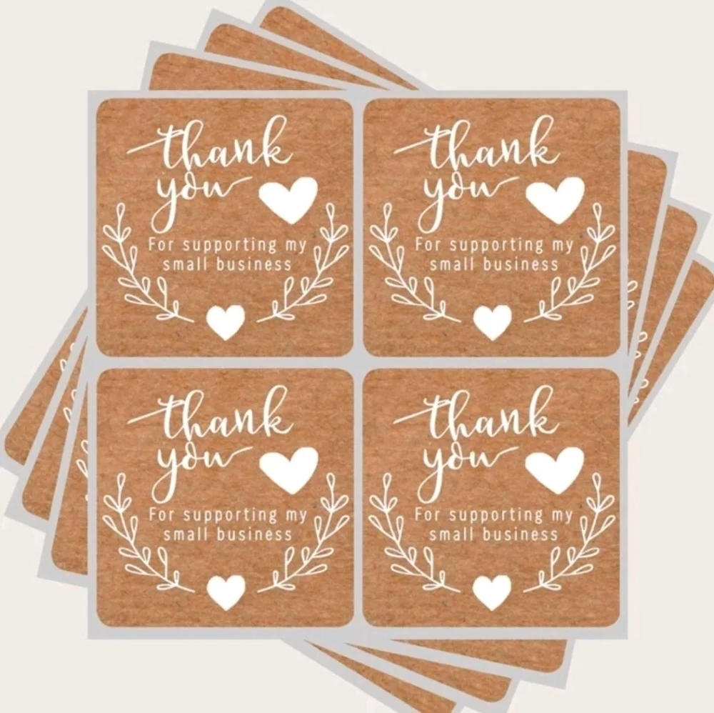 ✨️🤎 60 Thank You”  brown Square Stickers ✨️🤎